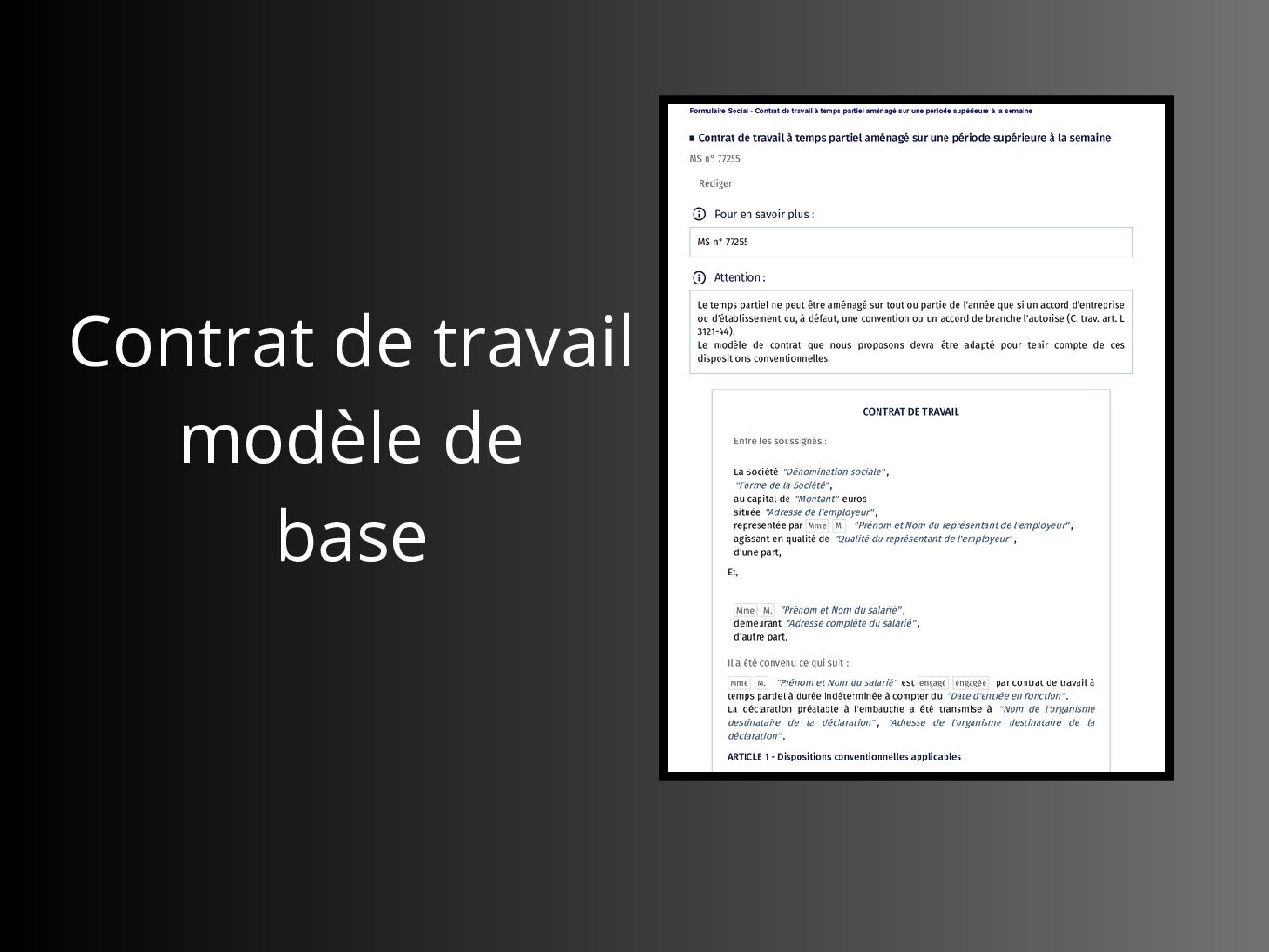 Contrat de travail modele de base CDI (a+)